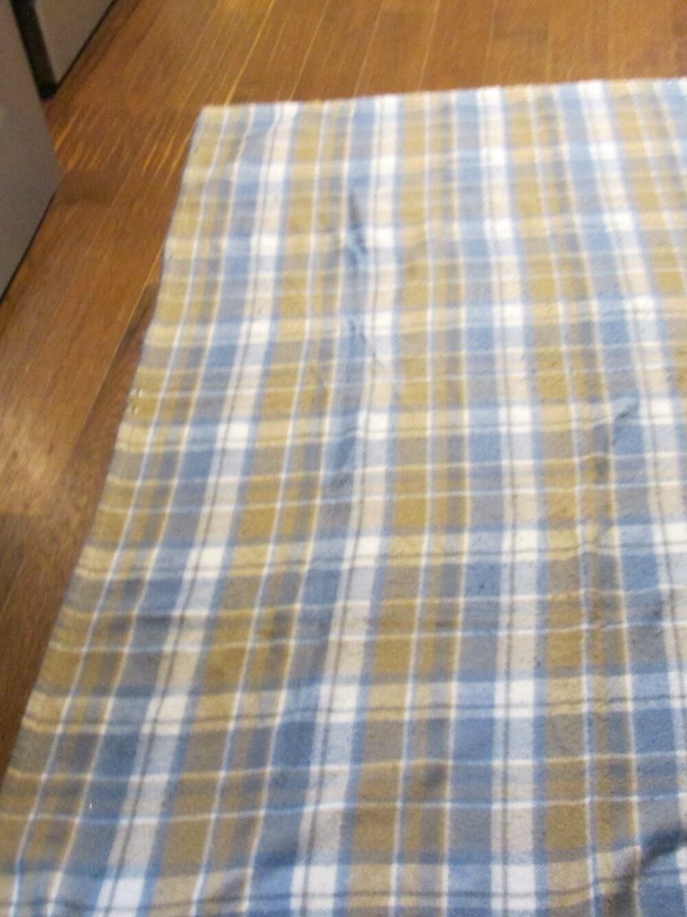 Vtg Checker blue brown Tennessee Woolen Mills Stadium snap together blanket EUC